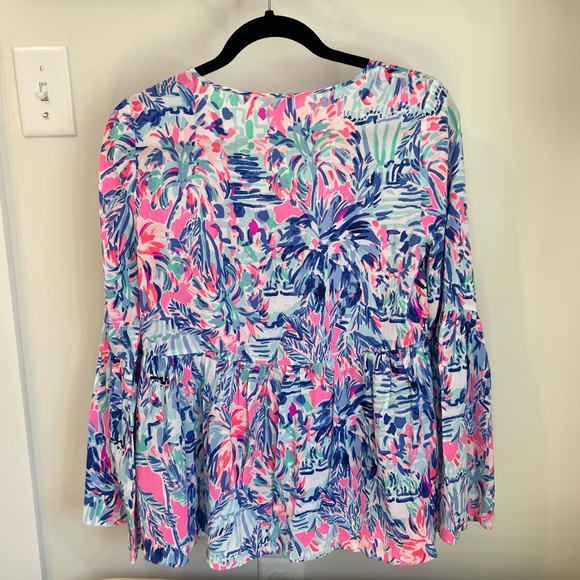 Lilly Pulitzer Khali Bell Sleeve Top Blouse in Cabana XS - Picture 6 of 9